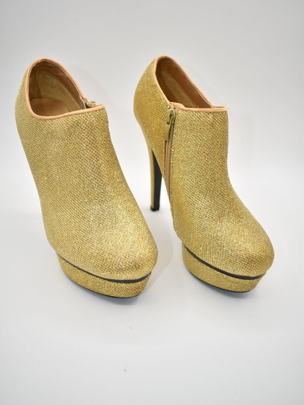 Women’s Size 8 Gold Glitter Platform Stiletto Ankle Booties High Heels Party